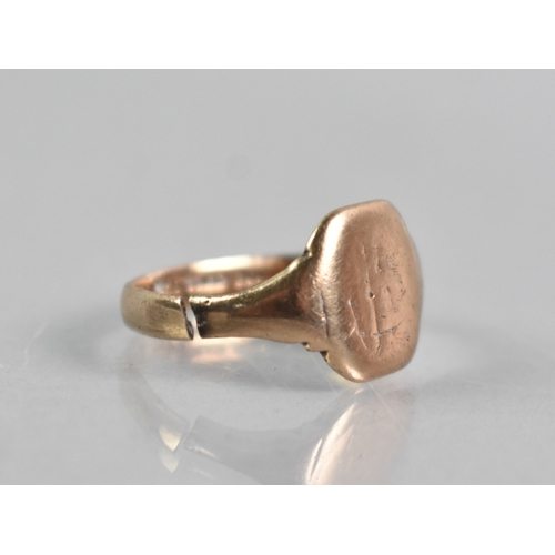 58 - A 9ct Gold Signet Ring, Shank AF, Stamped to the Interior 9ct Solid Gold, 3.1gms together with a Sin... 