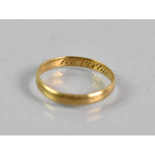 30 - A 19th Century or Earlier Posey Ring, Polished Band Inscribed to The Interior 'Let Virtue Be Your Gu... 