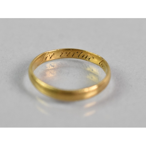 30 - A 19th Century or Earlier Posey Ring, Polished Band Inscribed to The Interior 'Let Virtue Be Your Gu... 