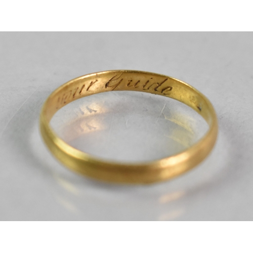 30 - A 19th Century or Earlier Posey Ring, Polished Band Inscribed to The Interior 'Let Virtue Be Your Gu... 