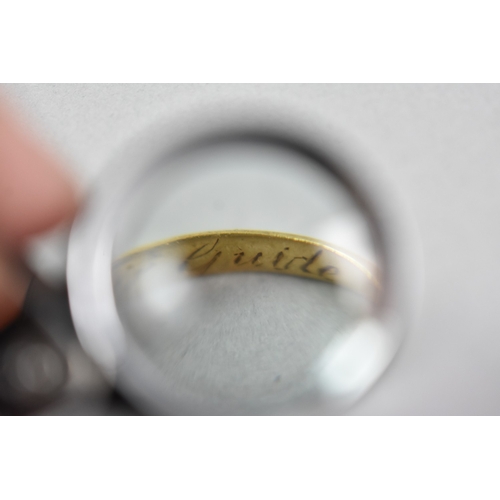 30 - A 19th Century or Earlier Posey Ring, Polished Band Inscribed to The Interior 'Let Virtue Be Your Gu... 