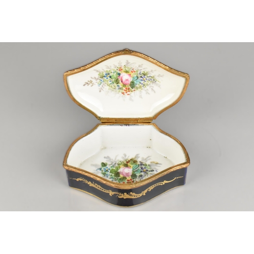 334 - A 19th Century Sevres Style Porcelain Box with Hinged Lid Hand Painted with Cartouche of Lovers in E... 