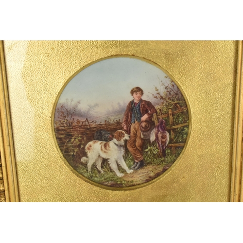 350 - A Pair of Late 19th/Early 20th Century Painted Porcelain Plaques, Highland Scenes with Young Boys an... 