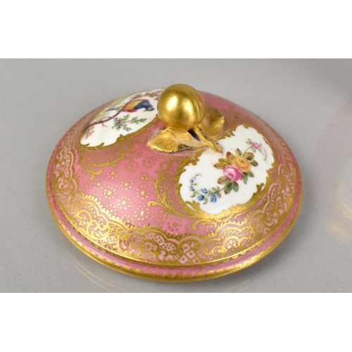 333 - An 18th/19th Century French Sevres Pink Ground Pot and Cover with Hand Painted Cartouches Detailing ... 