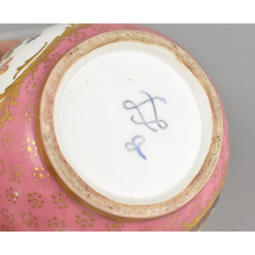 333 - An 18th/19th Century French Sevres Pink Ground Pot and Cover with Hand Painted Cartouches Detailing ... 