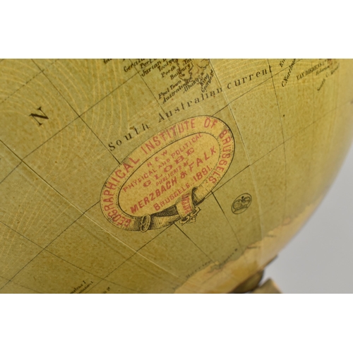 102 - A Greaves & Thomas Facsimile Globe After Merzbach & Falk, Brussels 1881, on Ebonised Stand, 55cm hig... 