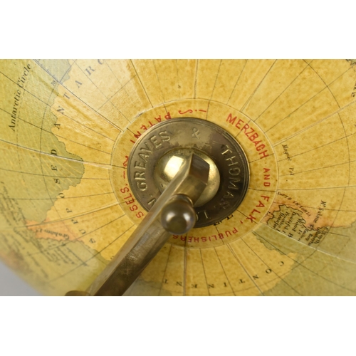 102 - A Greaves & Thomas Facsimile Globe After Merzbach & Falk, Brussels 1881, on Ebonised Stand, 55cm hig... 