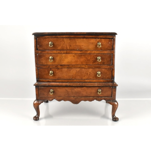 89 - A Late 19th/Early 20th Century Walnut Table Chest of Four Long Drawers, Raised on Four Short Cabriol... 