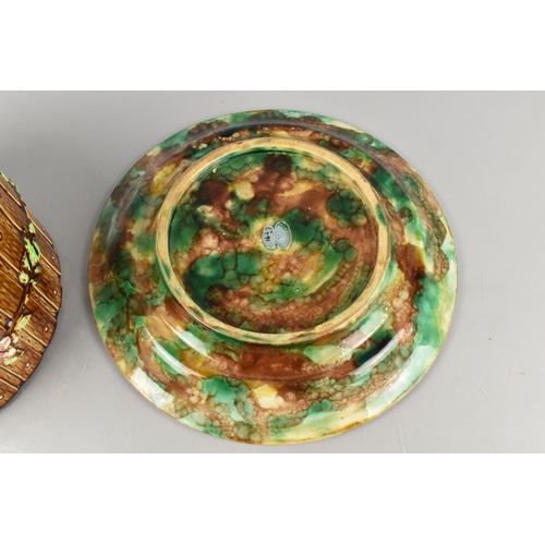 266 - A 19th Century George Jones Majolica Cheese Dome and Dish of Barrel Stylised Form with Trailing Foli... 