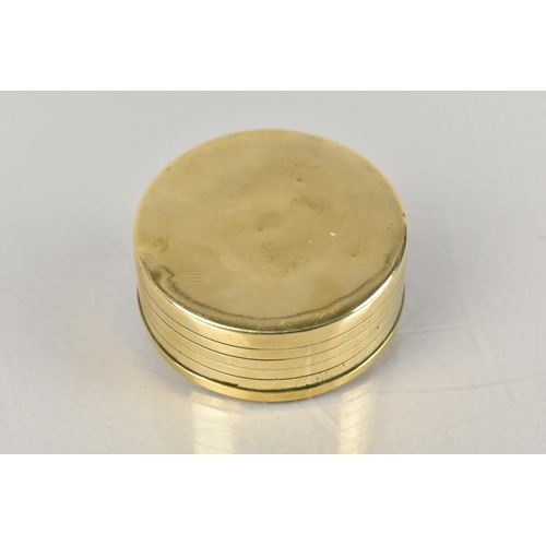 168 - A 19th Century Brass Snuff Box, the Lid with Relief Portrait Bust of Admiral Lord Nelson, 6.5cm Diam... 