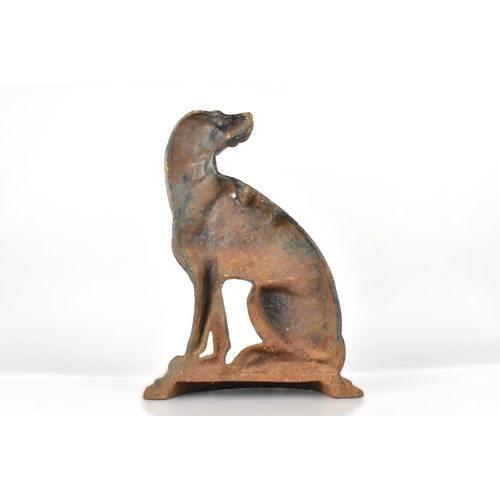 166 - A Late Victorian Cast Iron Country House Doorstop Modelled as Seated Hound on Stepped Base, 32cm hig... 