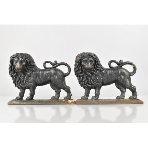 165 - Two 19th Century Cast Door Stops Modelled as Lions, 28x21cm High