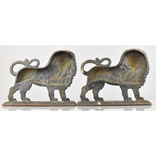 165 - Two 19th Century Cast Door Stops Modelled as Lions, 28x21cm High