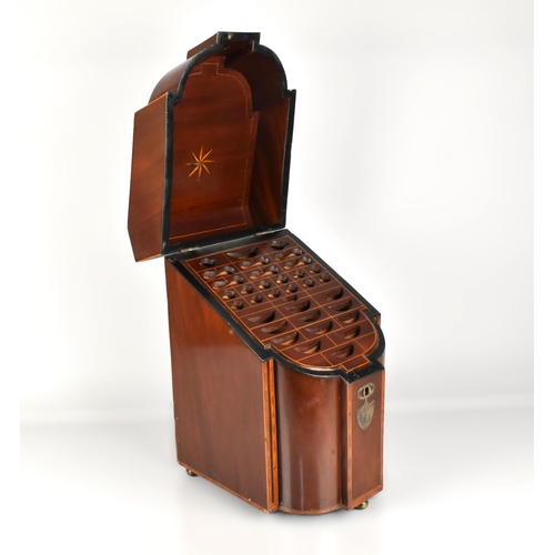 90 - A Georgian Mahogany Crossbanded and Strung Knife Box with White Metal Fittings and Fitted Interior, ... 