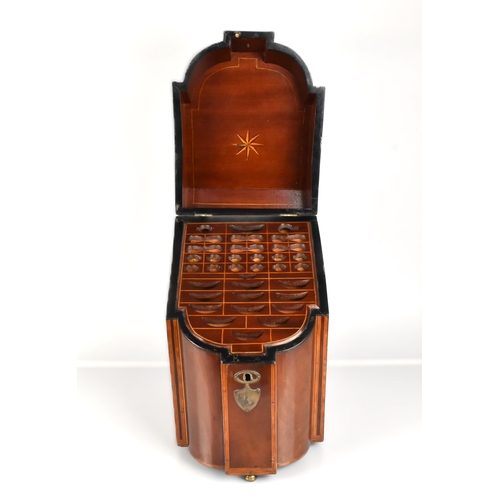 90 - A Georgian Mahogany Crossbanded and Strung Knife Box with White Metal Fittings and Fitted Interior, ... 