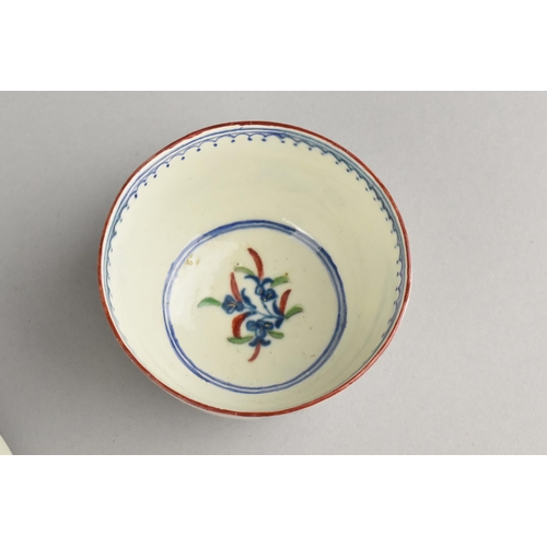 263 - An 18th Century Worcester Polychrome Teabowl and Two Saucers, Waiting Chinaman Pattern c.1760 (Vario... 