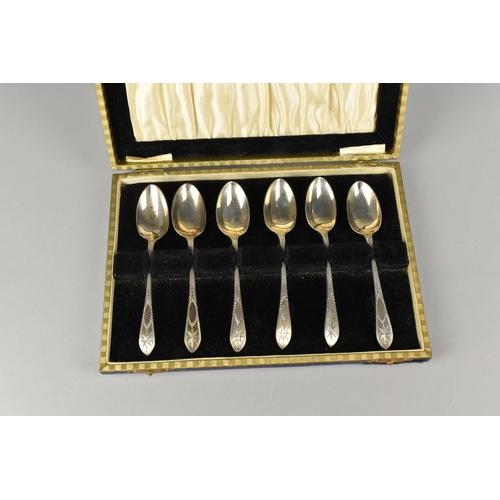 194 - A Cased Set of Six Edward VII Silver Teaspoons by John Round & Sons with Bright Cut Decoration, Shef... 