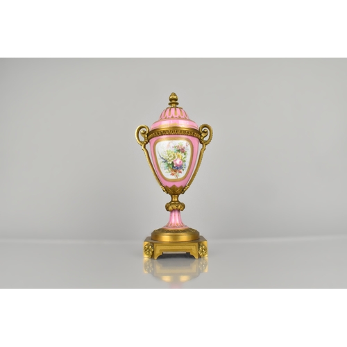 331 - A Late 19th/Early 20th Century Gilt Mounted French Sevres Style Porcelain Urn and Cover with Hand Pa... 