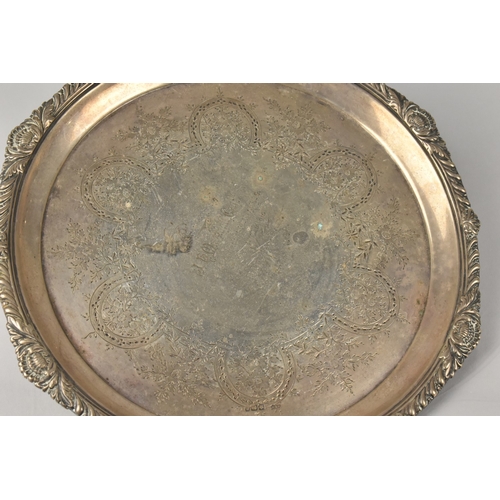 190 - A Victorian Silver Presentation Salver by Mappin & Webb with Scrolled Relief Trim and Etched Foliate... 