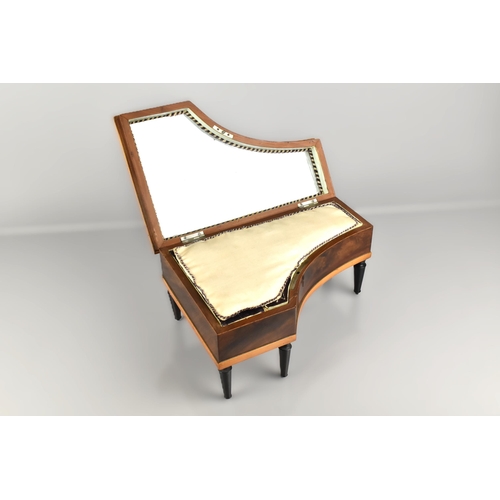 91 - A 19th Century French Palais Royal Mahogany 'Grand Piano' Musical Necessaire with Inlaid Ivory Keys ... 