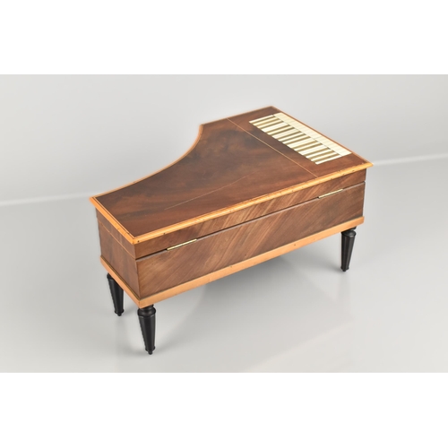 91 - A 19th Century French Palais Royal Mahogany 'Grand Piano' Musical Necessaire with Inlaid Ivory Keys ... 