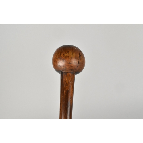 140 - A 19th Century African Knobkerrie Club with Hardwood Shaft and Rounded Ball Head, 85cm Long