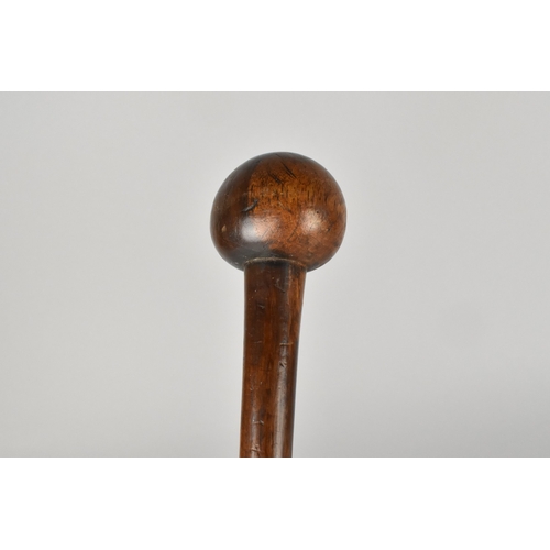 140 - A 19th Century African Knobkerrie Club with Hardwood Shaft and Rounded Ball Head, 85cm Long