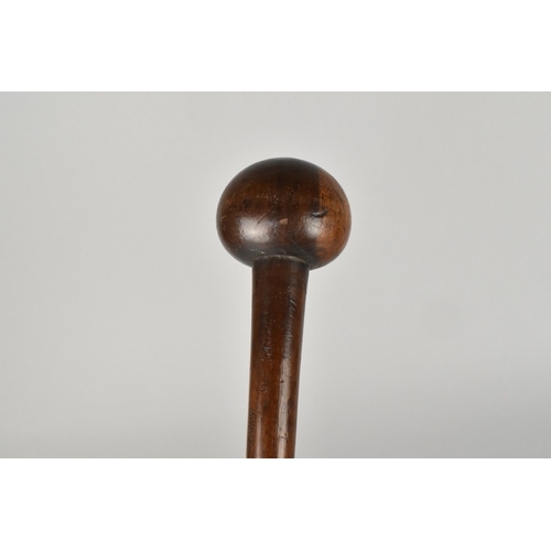 140 - A 19th Century African Knobkerrie Club with Hardwood Shaft and Rounded Ball Head, 85cm Long