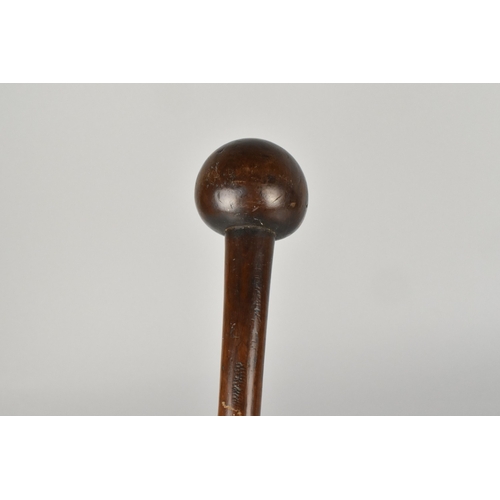 140 - A 19th Century African Knobkerrie Club with Hardwood Shaft and Rounded Ball Head, 85cm Long