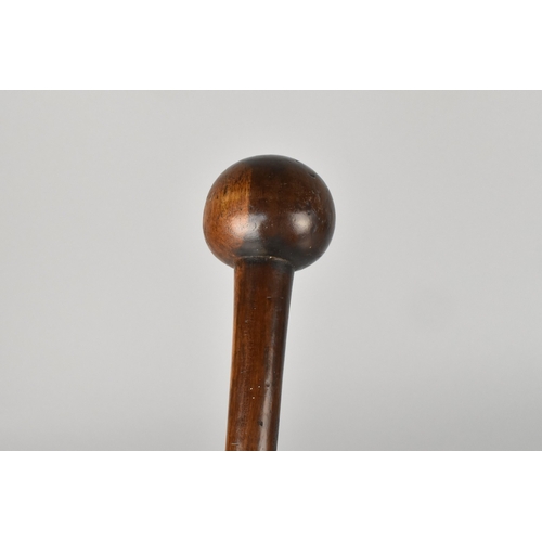 140 - A 19th Century African Knobkerrie Club with Hardwood Shaft and Rounded Ball Head, 85cm Long