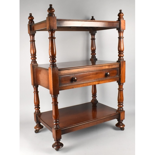 85 - An Early 19th Century George IV Mahogany Buffet/What-not with Three Tiers and a Single Drawer on Tur... 