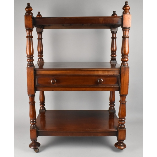 85 - An Early 19th Century George IV Mahogany Buffet/What-not with Three Tiers and a Single Drawer on Tur... 