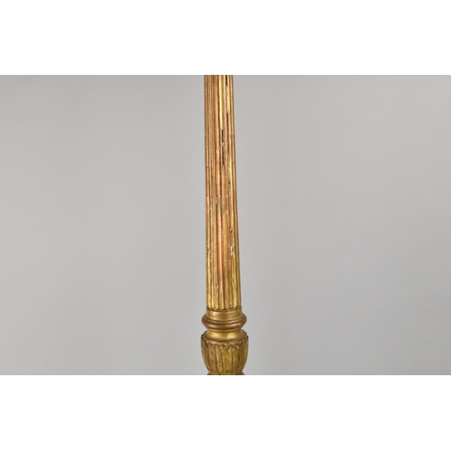 136 - A Late 18th Century Carved and Giltwood Torchere with a Circular Dished Top Over a Reeded Column, Su... 