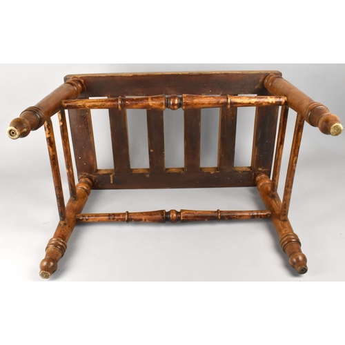 97 - A 19th Century Ash Luggage Stand with a Slatted Top Supported on Turned Legs and Stretcher, 61x36x43... 