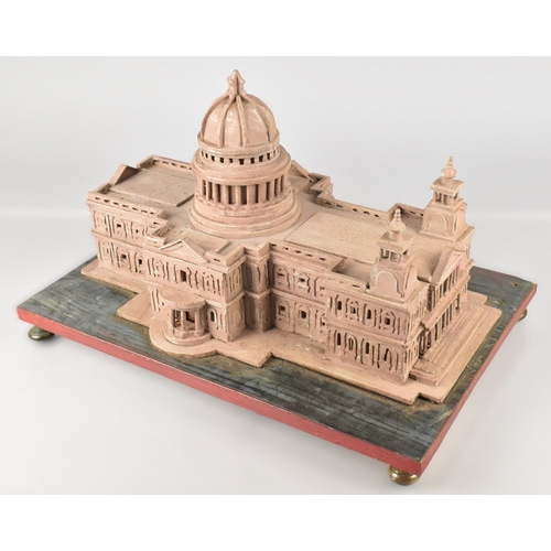 109 - A Late 19th Century Cut-Paper and Wooden Model of St Paul's Cathedral, Supported on a Painted Plinth... 