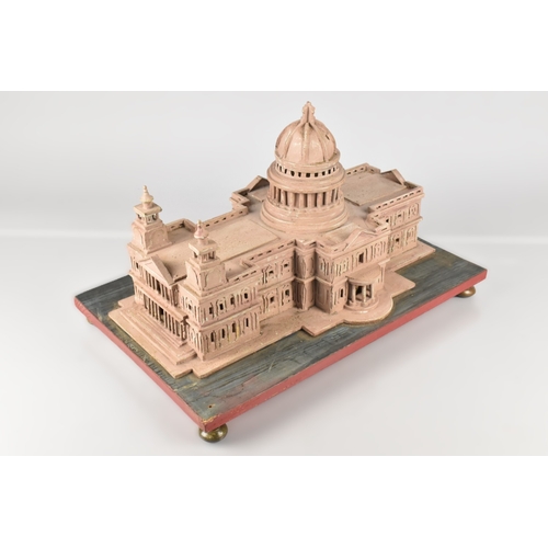 109 - A Late 19th Century Cut-Paper and Wooden Model of St Paul's Cathedral, Supported on a Painted Plinth... 