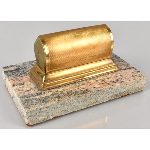 171 - An Early 20th Century Art Deco Brass Perpetual Calendar Mounted on a Granite Base, 15x10x8cm high