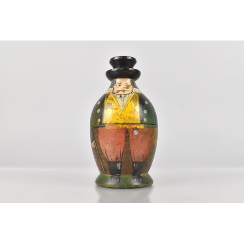 124 - A 19th Century Treen Lidded Pot, Polychrome Painted to Look Like the Charles Dickens Character Mr Bu... 