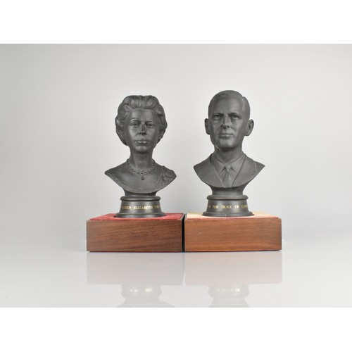 270 - A Royal Doulton Double Bust Set of Queen Elizabeth II and the Duke of Edinburgh Commemorating Silver... 