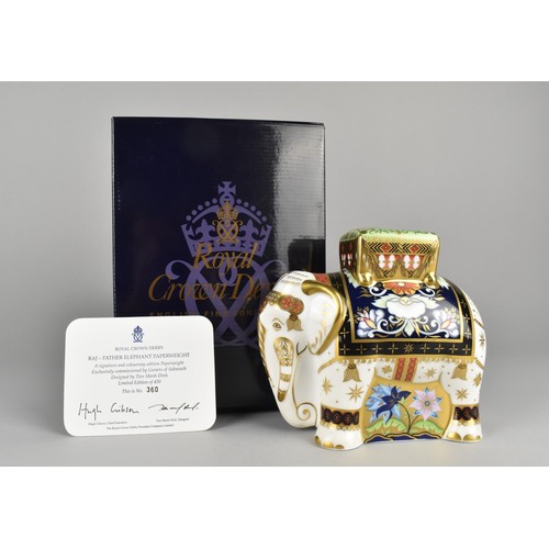 315 - A Royal Crown Derby Limited Edition Elephant Paperweight, Raj, With Gold Button