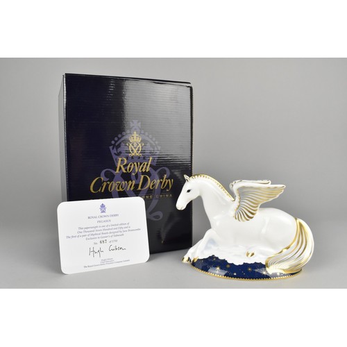 317 - A Royal Crown Derby Limited Edition Paperweight, Pegasus, No. 687/1750, With Gold Button