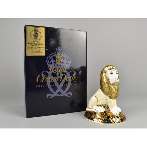 309 - A Royal Crown Derby Limited Edition Paperweight, Heraldic Lion, No. 996/2000, With Gold Button