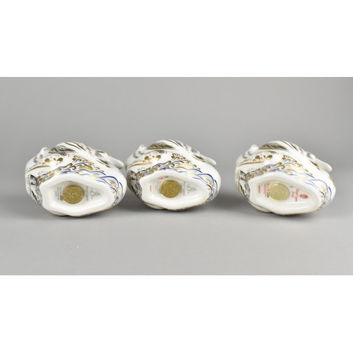 311 - Three Royal Crown Derby Limited Edition Swan Paperweights, Royal Cygnet George No. 250, Royal Cygnet... 