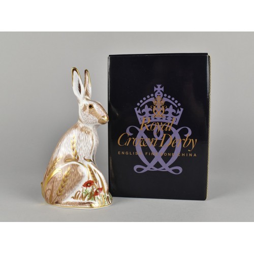 320 - A Royal Crown Derby Paperweight, Midsummer Hare, With Gold Button