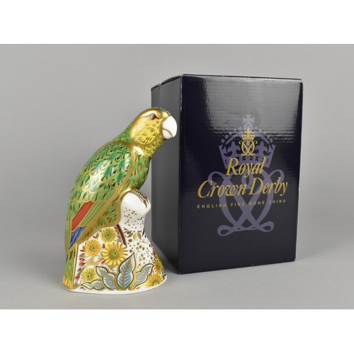 319 - A Royal Crown Derby Limited Edition Paperweight, Amazon Green Parrot, No. 301/2500, With Gold Button