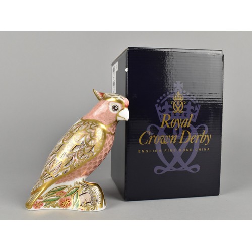 321 - A Royal Crown Derby Limited Edition Paperweight, Cockatoo, No. 372/2500, With Gold Button