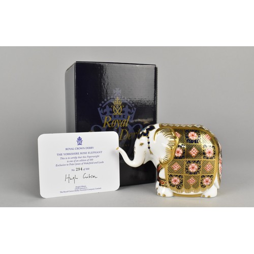 304 - A Royal Crown Derby Limited Edition Paperweight, The Yorkshire Rose Elephant, No, 294/500, With Gold... 