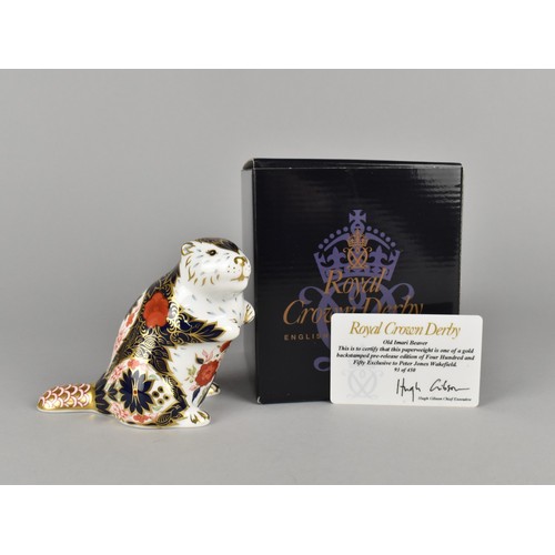 303 - A Royal Crown Derby Pre-Release Edition of 450 Paperweight, Old Imari Beaver, With Gold Button