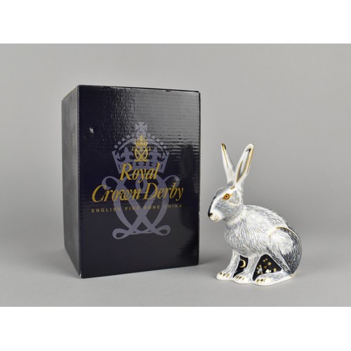 324 - A Royal Crown Derby Paperweight, Starlight Hare, With Gold Button