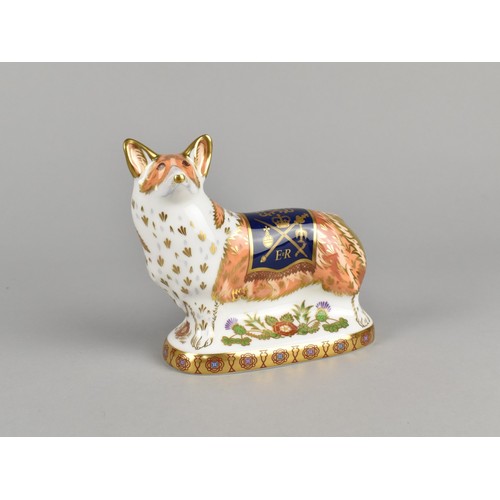 280 - A Royal Crown Derby Limited Edition Paperweight, Diamond Jubilee Celebration Corgi, With Gold Button